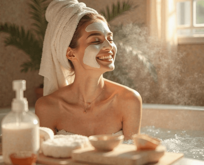 Produtos naturais para beleza: "Imagem de ingredientes naturais como abacate, mel e óleo de coco usados em receitas de autocuidado DIY."